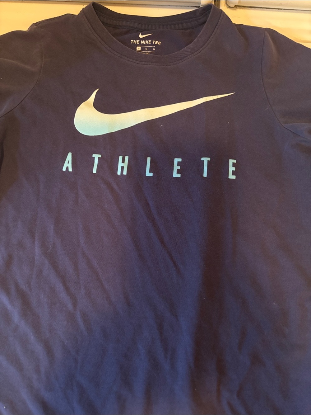 Nike Navy and Light Blue Gradient Swoosh 'ATHLETE' Tee